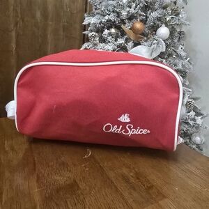 VintageOld Spice Classic Red Nylon Shaving Travel Toiletry Zipper Handle Bag